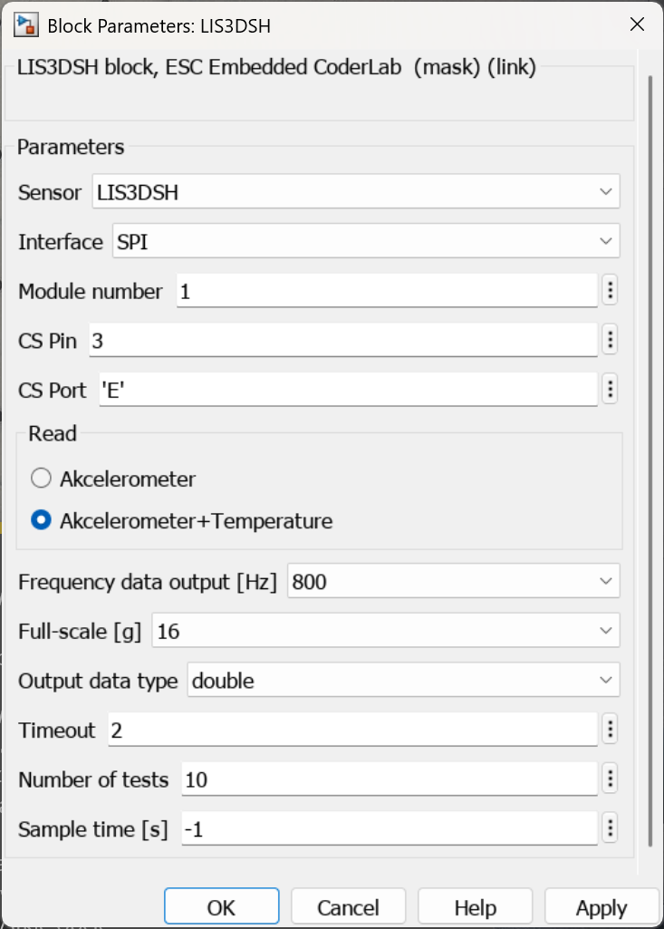 Block parameters for SPI