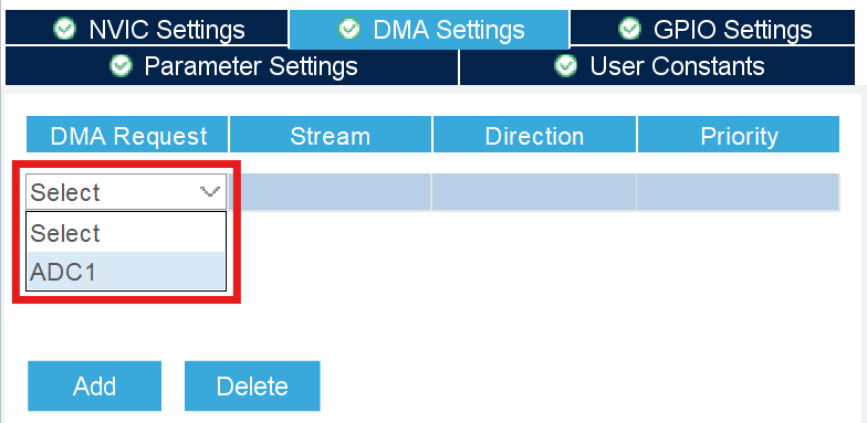 ADC DMA setting