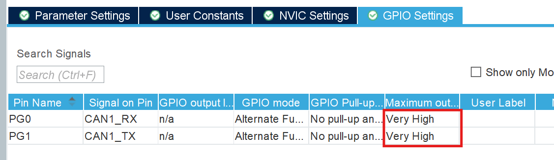 CAN pin setting