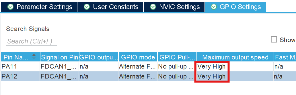 CAN pin setting