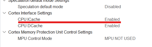 Disabling I-Cache in CubeMX