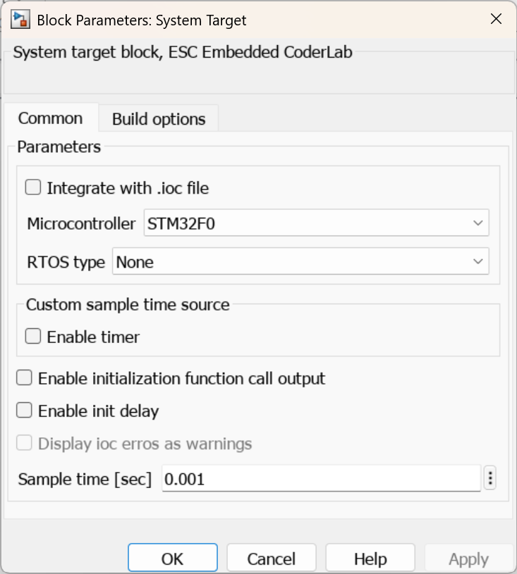 Block parameters for TIM Capture