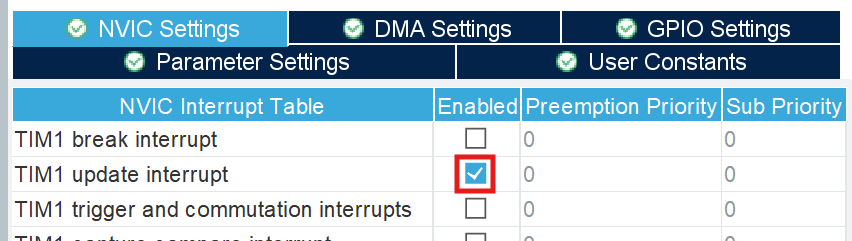 CubeMX update interrupt