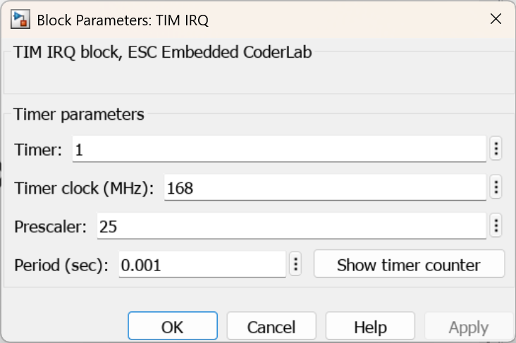 TIM IRQ parameters