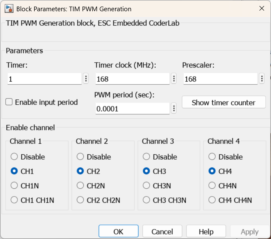 TIM PWM parameters