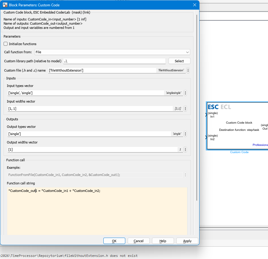 Custom Code block example