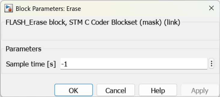 Parameters for Flash Erase block