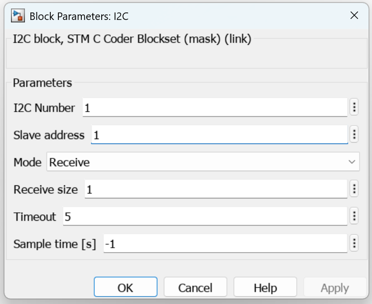 Block parameters for I2C