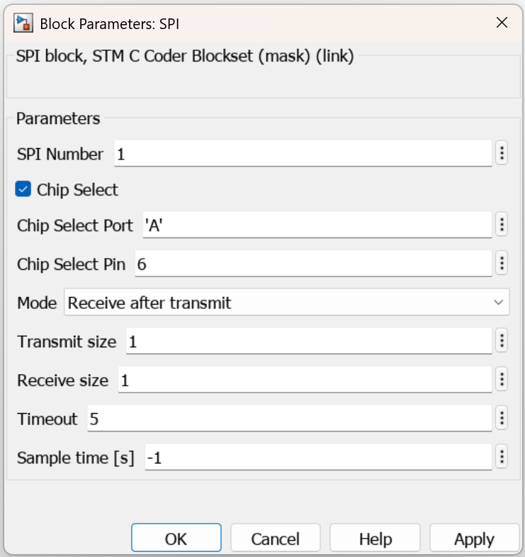 Block parameters for Receive after Transmit