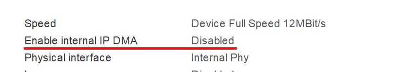 USB DMA setting