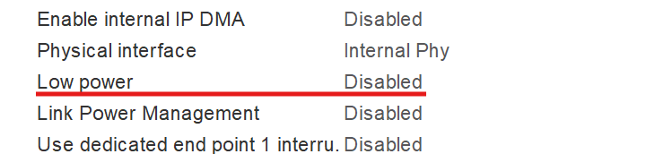 USB Low Power setting