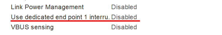 USB Endpoint 1 Interrupt setting